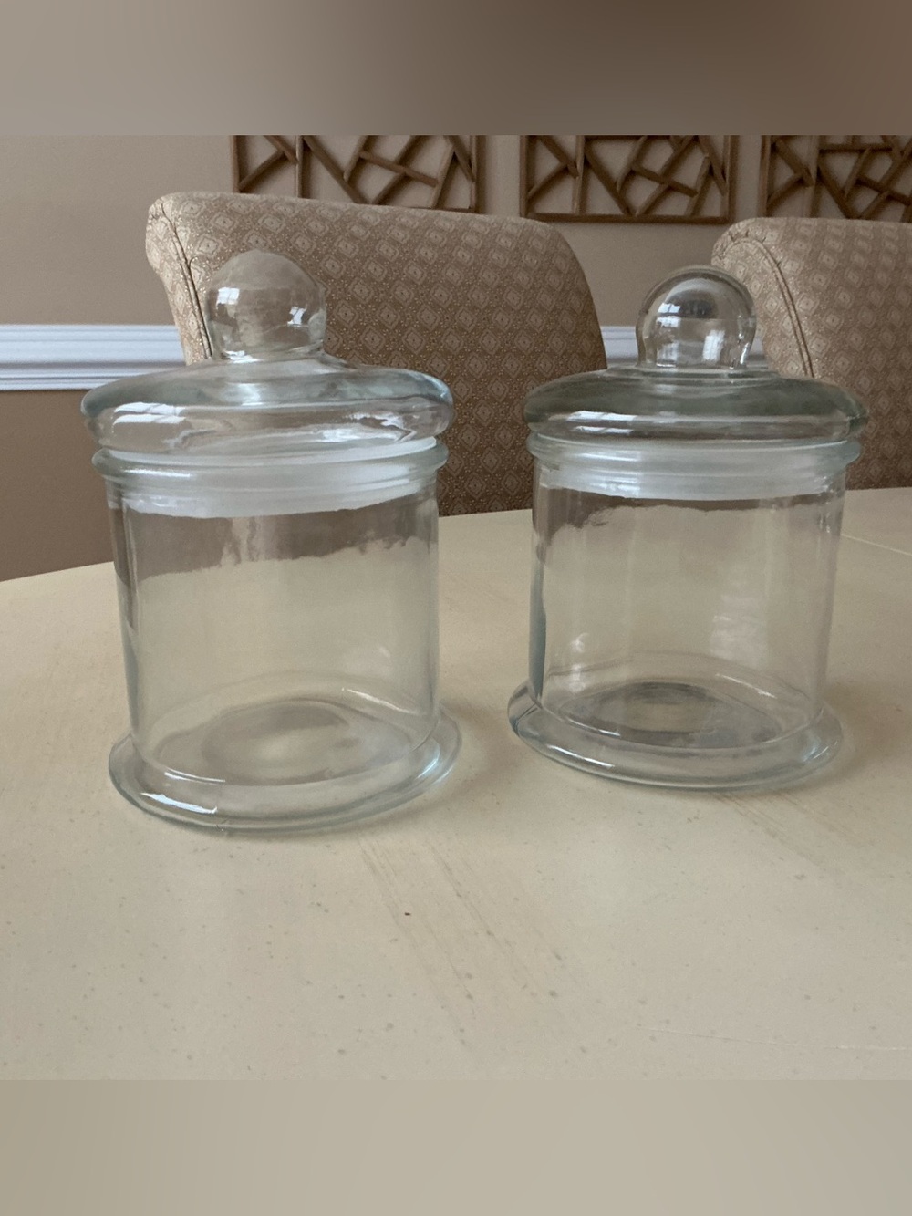 2 Clear Glass Apothecary Style Canister Jars With Lid 🍬